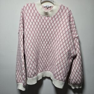 Grey Bandit Pink White Sweater Size XXXL Cozy Casual Balletcore